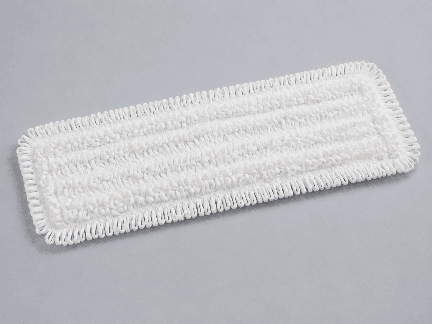 Cleanroom microfiber mop cleaning face, angled view