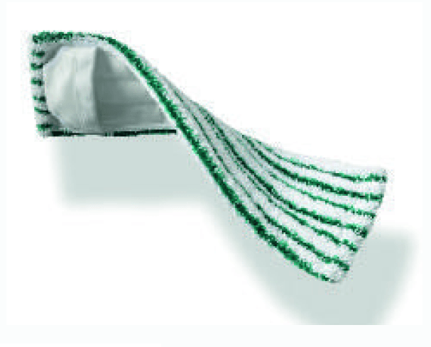 Reusable microfiber stripe cleanroom mop with green color-coded edging