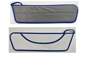 Reusable cleanroom mop pad with cleaning-face and pocket views